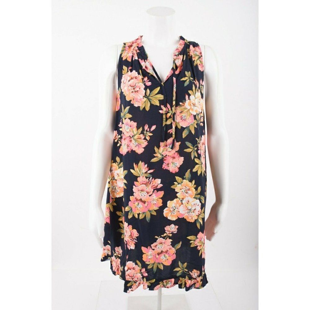 LOFT Womens Dress Flowy S MultiColor Floral Navy Blue Sleeveless NWT